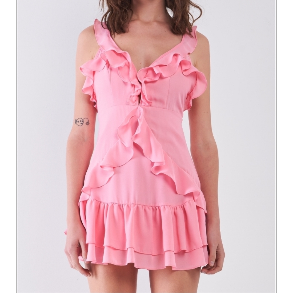 Pink ruffle mini dress - Picture 4 of 4